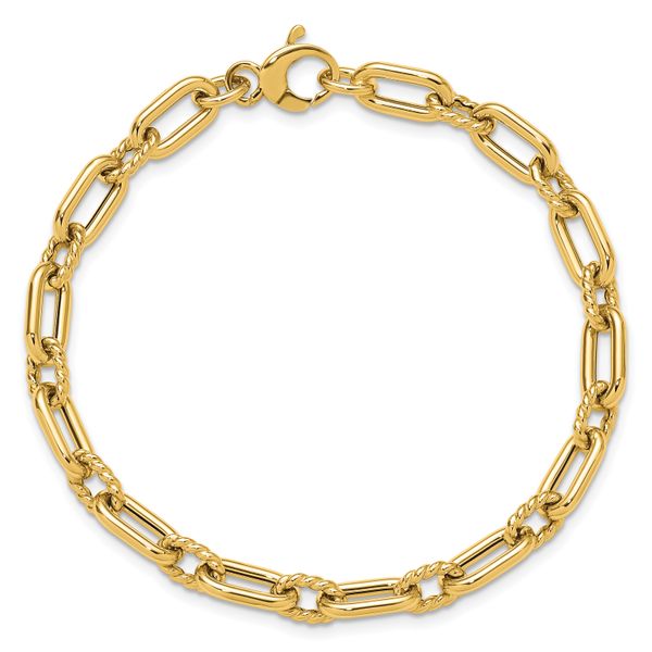 Leslie's 14K Polished & Textured Fancy Link Bracelet Image 4 Morin Jewelers Southbridge, MA