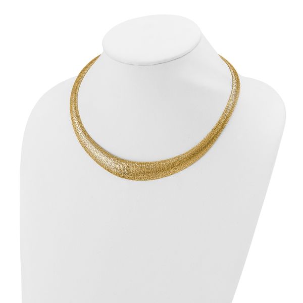 Leslie's 14K Polished Woven Graduated Dome Necklace Image 2 Boyd Jewelers Wesley Chapel, FL