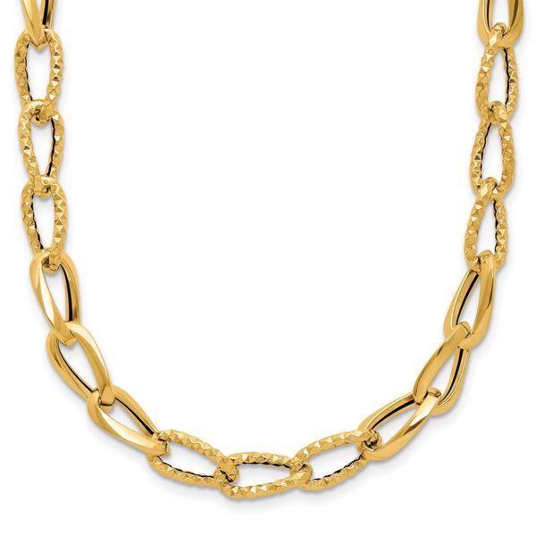 Leslie's 14K Polished and Diamond-cut Fancy Link Necklace John E. Koller Jewelry Designs Owasso, OK