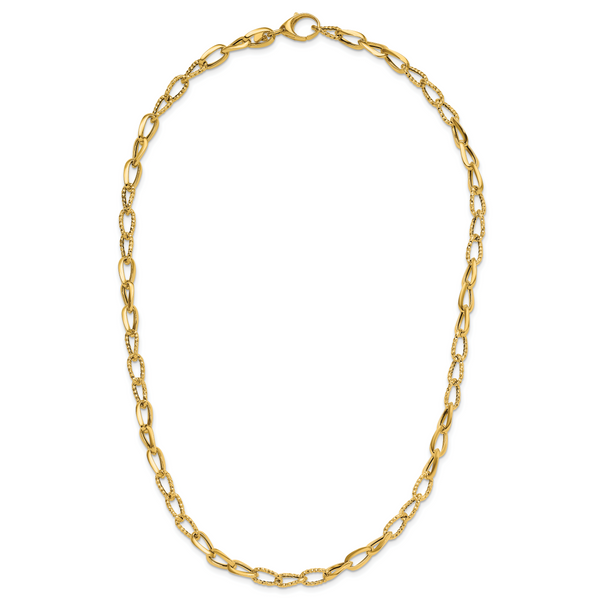 Leslie's 14K Polished and Diamond-cut Fancy Link Necklace Image 4 J. West Jewelers Round Rock, TX