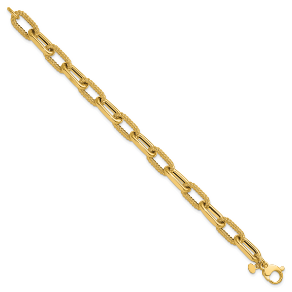 Leslie's 14K Polished and Textured Fancy Link Bracelet Image 2 Dondero's Jewelry Vineland, NJ