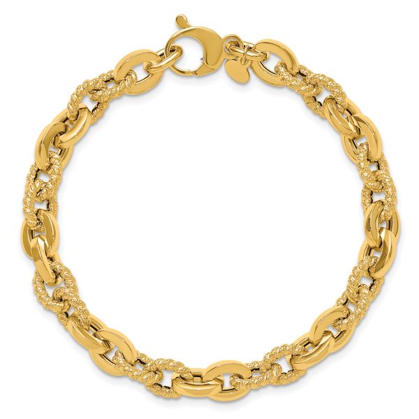 Leslie's 14K Polished and Textured Fancy Link Bracelet Image 4 Spath Jewelers Bartow, FL