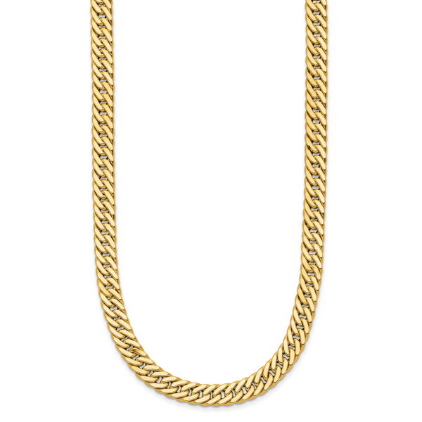 Leslie's 14K Polished and Satin Reversible Fancy Curb Necklace Image 2 Biondi Diamond Jewelers Aurora, CO