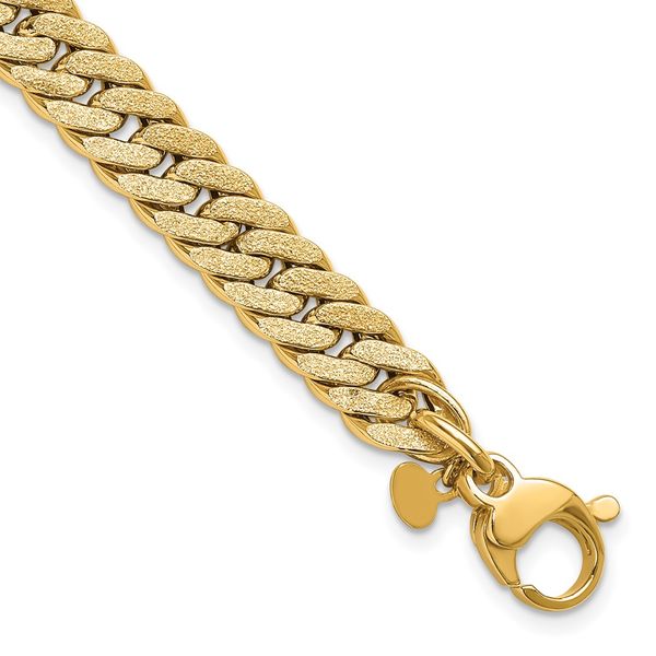 Leslie's 14K Polished and Satin Reversible Fancy Curb Bracelet Jerald Jewelers Latrobe, PA