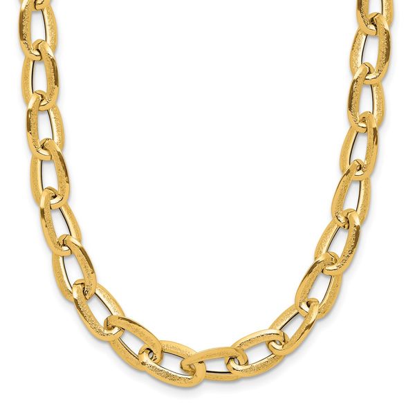 Leslie's 14K Polished and Satin Fancy Link Necklace Peran & Scannell Jewelers Houston, TX