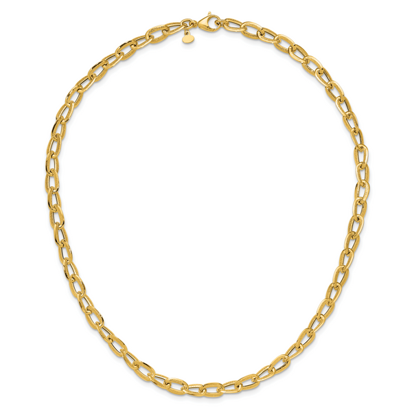Leslie's 14K Polished and Satin Fancy Link Necklace Image 4 J. West Jewelers Round Rock, TX