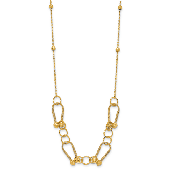 Leslie's 14K Polished/Textured/Dia-cut Fancy Link with 2in ext. Necklace Image 2 Conti Jewelers Endwell, NY