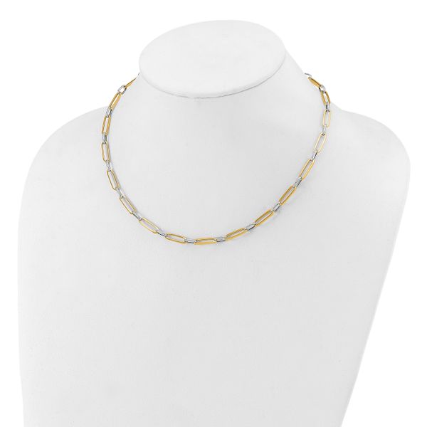 Leslie's 14K w/White Rhodium Polished and Textured Fancy Link Necklace Image 3 Arlene's Fine Jewelry Vidalia, GA