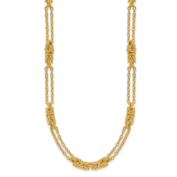 Leslie's 14K Polished and Textured Multi-strand Necklace Image 2 Boyd Jewelers Wesley Chapel, FL