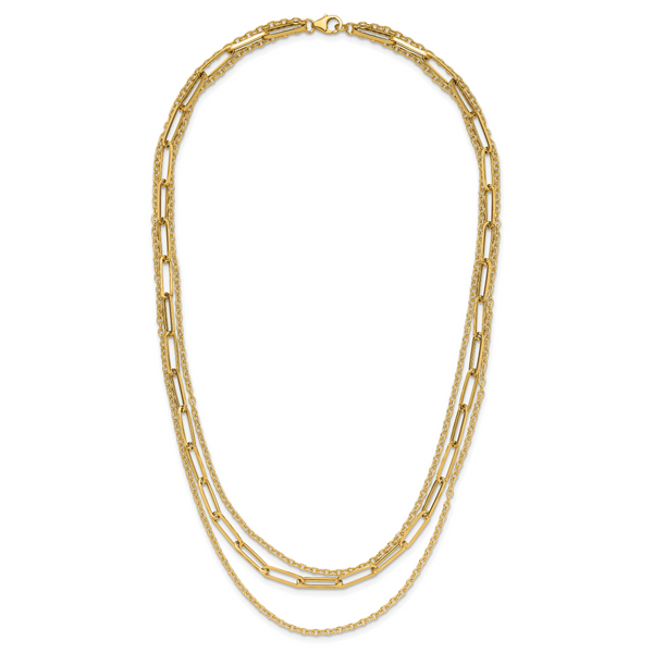 Leslie's 14K Polished 3-strand Fancy Link Necklace Image 4 Bell Jewelers Murfreesboro, TN