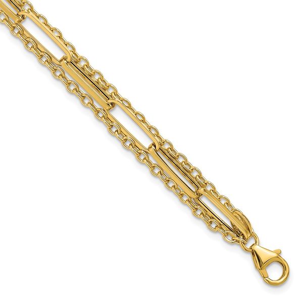 Leslie's 14K Polished 3-strand Fancy Link Bracelet L.I. Goldmine Smithtown, NY
