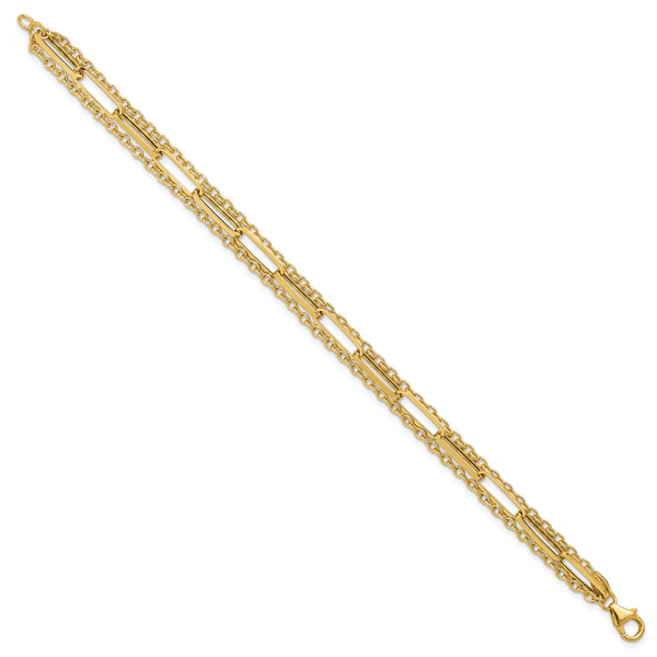 Leslie's 14K Polished 3-strand Fancy Link Bracelet Image 2 Chandlee Jewelers Athens, GA