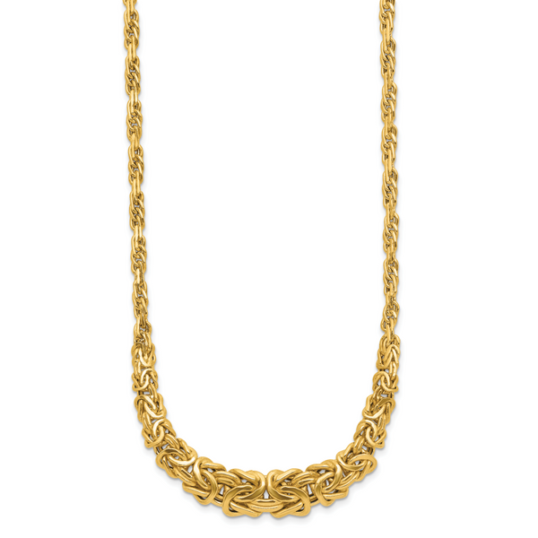 Leslie's 14K Polished Byzantine Graduated Necklace Image 2 Greenfield Jewelers Pittsburgh, PA