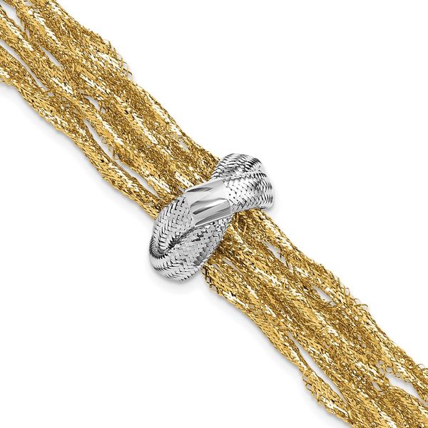 14K with Rhodium Polished Knot Mesh Multi-strand Bracelet Cone Jewelers Carlsbad, NM