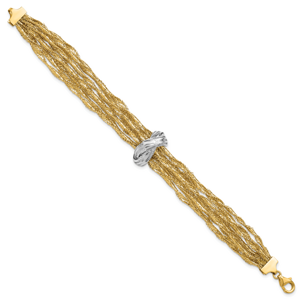 Leslie's 14K with Rhodium Polished Knot Mesh Multi-strand Bracelet Image 2 Boyd Jewelers Wesley Chapel, FL