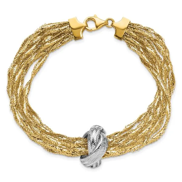 14K Gold 5 Strand Knotted Mesh Necklace