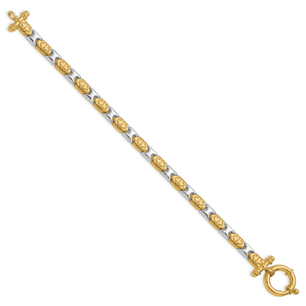 Leslie's 14K Two-tone Polished Fancy Link Bracelet Image 2 Chandlee Jewelers Athens, GA