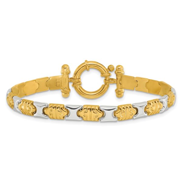 Leslie's 14K Two-tone Polished Fancy Link Bracelet Image 3 Chandlee Jewelers Athens, GA
