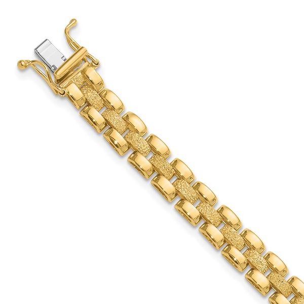 Leslie's 14K Polished and Textured Fancy Link Bracelet H. Brandt Jewelers Natick, MA