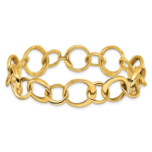 thumbnail image 2 of 14k Yellow Gold Filled Belcher Link Bracelet – 6mm Bolt Ring, Sizes 7-9, Lifetime Guarantee 2 of 2