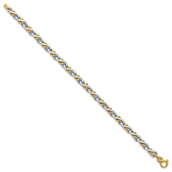 Leslie's 14K Two-Tone Polished Fancy Link Bracelet Image 2 Thomas A. Davis Jewelers Holland, MI
