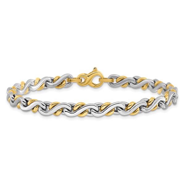 Leslie's 14K Two-Tone Polished Fancy Link Bracelet Image 3 Biondi Diamond Jewelers Aurora, CO