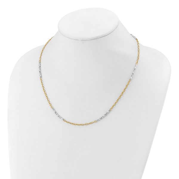 Leslie's 14K Two-Tone Polished Fancy Link Necklace Image 3 Chandlee Jewelers Athens, GA