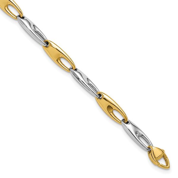 Leslie's 14K Two-Tone Polished Fancy Link Bracelet Patterson's Diamond Center Mankato, MN