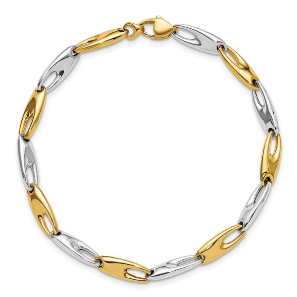 Leslie's 14K Two-Tone Polished Fancy Link Bracelet Image 4 JMR Jewelers Cooper City, FL