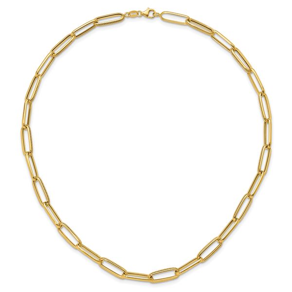 Leslie's 14K Polished and Textured Fancy Link Necklace Image 4 Van Scoy Jewelers Wyomissing, PA
