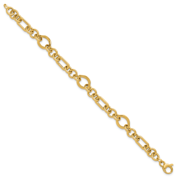 Leslie's 14K Polished Fancy Link Bracelet Image 2 Peran & Scannell Jewelers Houston, TX