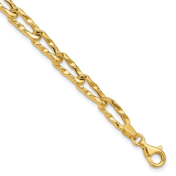 Leslie's 14K Polished and Hammered Fancy Link Bracelet A. C. Jewelers LLC Smithfield, RI