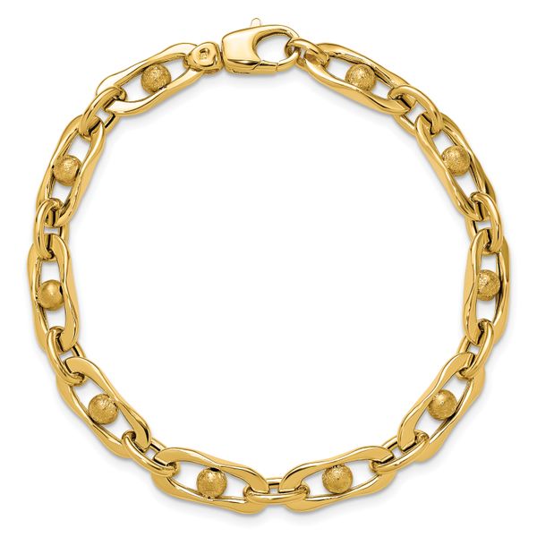 Leslie's 14K Polished and Satin Fancy Link Bracelet Image 4 Morin Jewelers Southbridge, MA