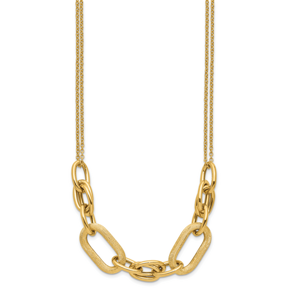 Leslie's 14K Polished and Satin 2-strand Fancy Link with 1in ext. Necklace Image 2 Minor Jewelry Inc. Nashville, TN
