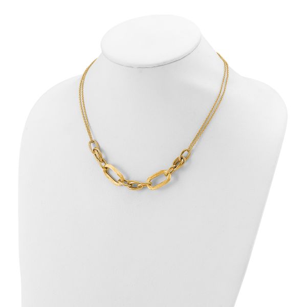 Leslie's 14K Polished and Satin 2-strand Fancy Link with 1in ext. Necklace Image 3 Lester Martin Dresher, PA