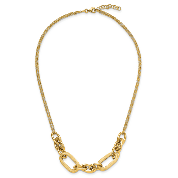Leslie's 14K Polished and Satin 2-strand Fancy Link with 1in ext. Necklace Image 4 Jambs Jewelry Raymond, NH