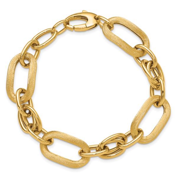 Leslie's 14K Polished and Satin Fancy Link Bracelet Image 4 Trenton Jewelers Ltd. Trenton, MI