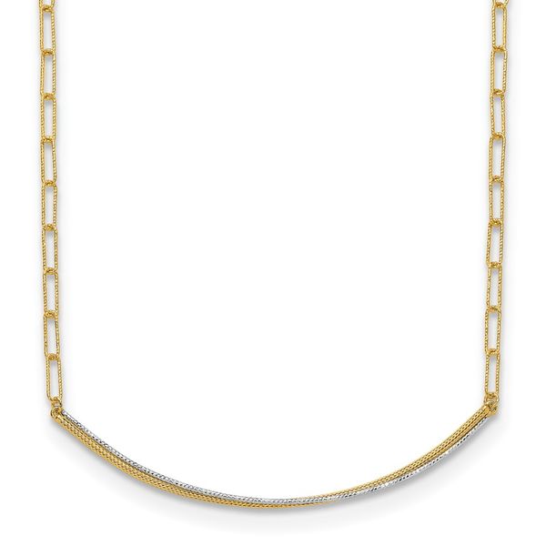 Leslie's 14K w/Rhodium Polished and Diamond-cut Bar Necklace Galicia Fine Jewelers Scottsdale, AZ