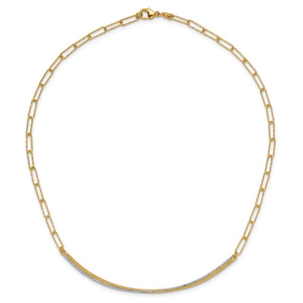 Leslie's 14K w/Rhodium Polished and Diamond-cut Bar Necklace Image 4 Spath Jewelers Bartow, FL