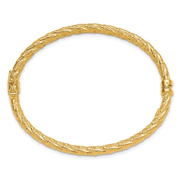 Leslie's 14k Polished and Textured Twisted Hinged Bangle Image 2 Ask Design Jewelers Olean, NY