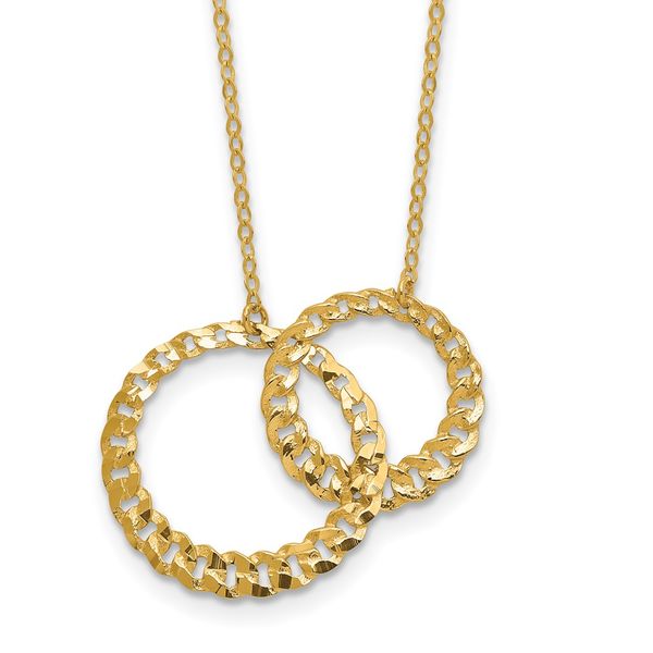 14K Polished and Diamond-cut Circles w/2in ext. Necklace Barnett Jewelers Jacksonville, FL