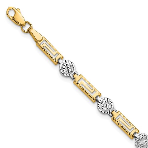 Leslie's 14K Two-tone Polished and Diamond-cut Fancy Link Bracelet Carroll's Jewelers Doylestown, PA