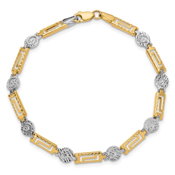 Leslie's 14K Two-tone Polished and Diamond-cut Fancy Link Bracelet Image 4 Linwood Custom Jewelers Linwood, NJ