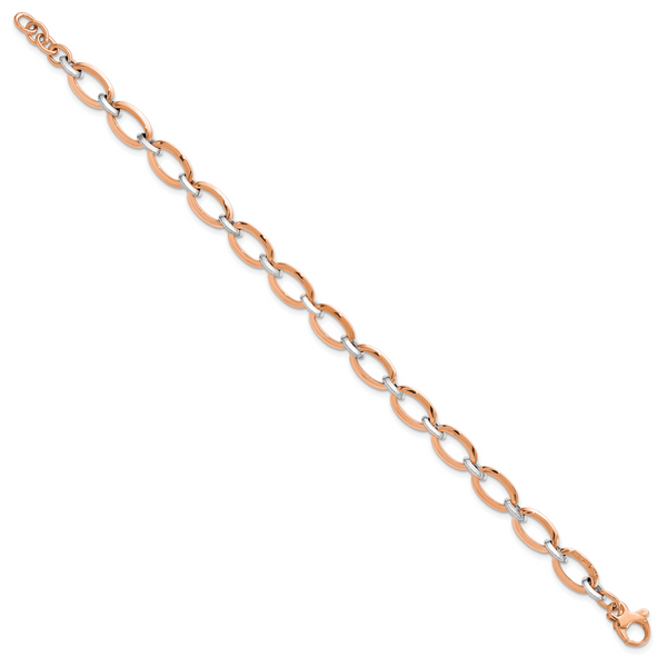 Leslie's 14K White and Rose Gold Polished w/.5in ext. Bracelet Image 2 Valentine's Fine Jewelry Dallas, PA
