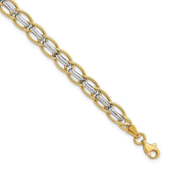 Leslie's Leslie's 14K Two-tone Polished Fancy Link Bracelet | Tidwells ...