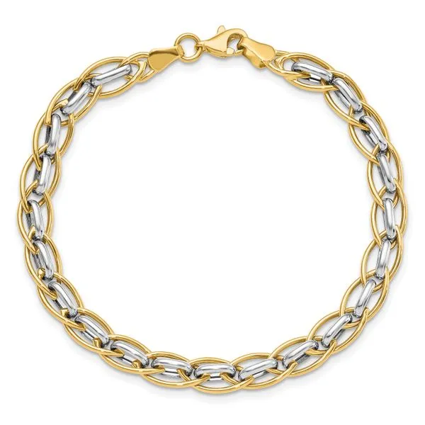 Leslie's 14K Two-tone Polished Fancy Link Bracelet