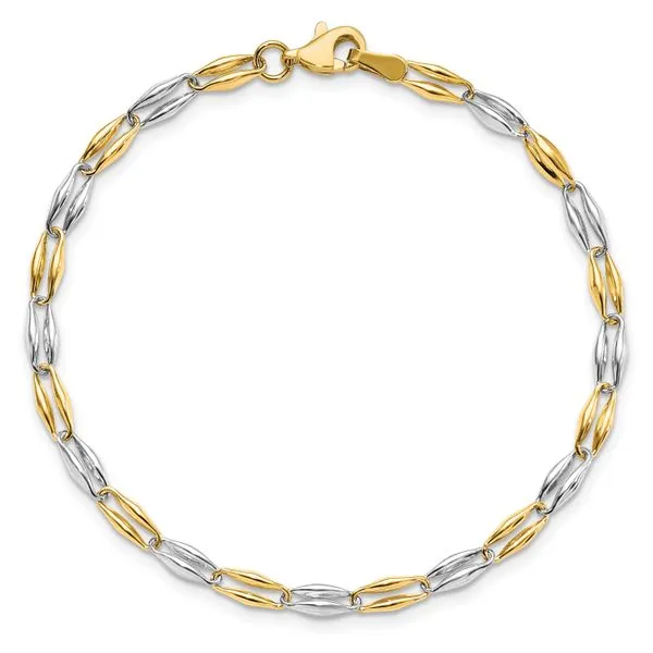 Leslie's 14K Two-tone Polished Fancy Link Bracelet