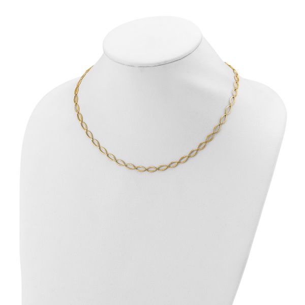 Leslie's 14K Polished and Diamond-cut Fancy Link Necklace Image 3 Jambs Jewelry Raymond, NH