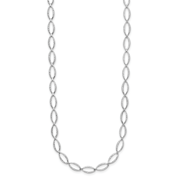Leslie's 14K White Gold Polished and Diamond-cut Fancy Link Necklace Image 2 Gaines Jewelry Flint, MI