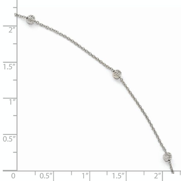 Leslie's 14K White Gold D/C Beaded with 1in ext. Anklet Image 4 Glatz Jewelry Aliquippa, PA